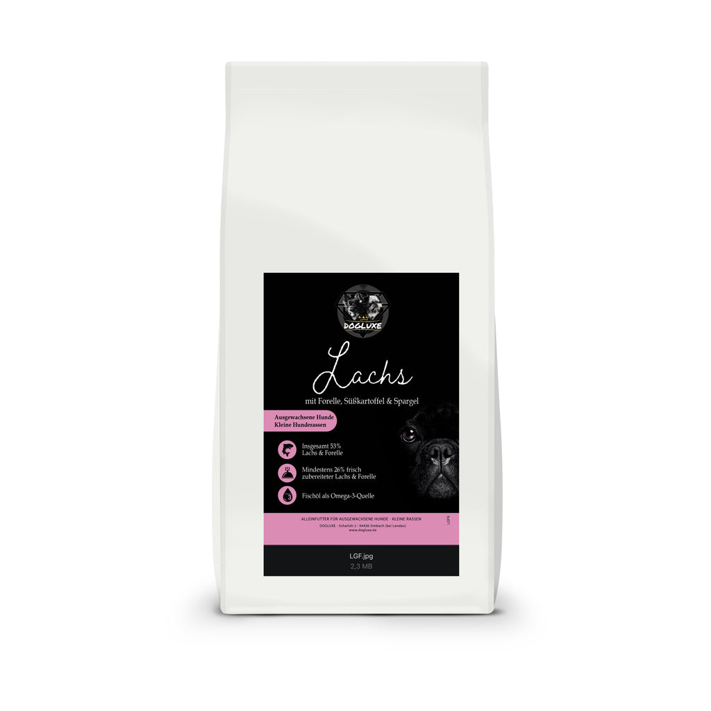 DOGLUXE - kleine Hunde Lachs mit Forelle, Süßkartoffel & Spargel