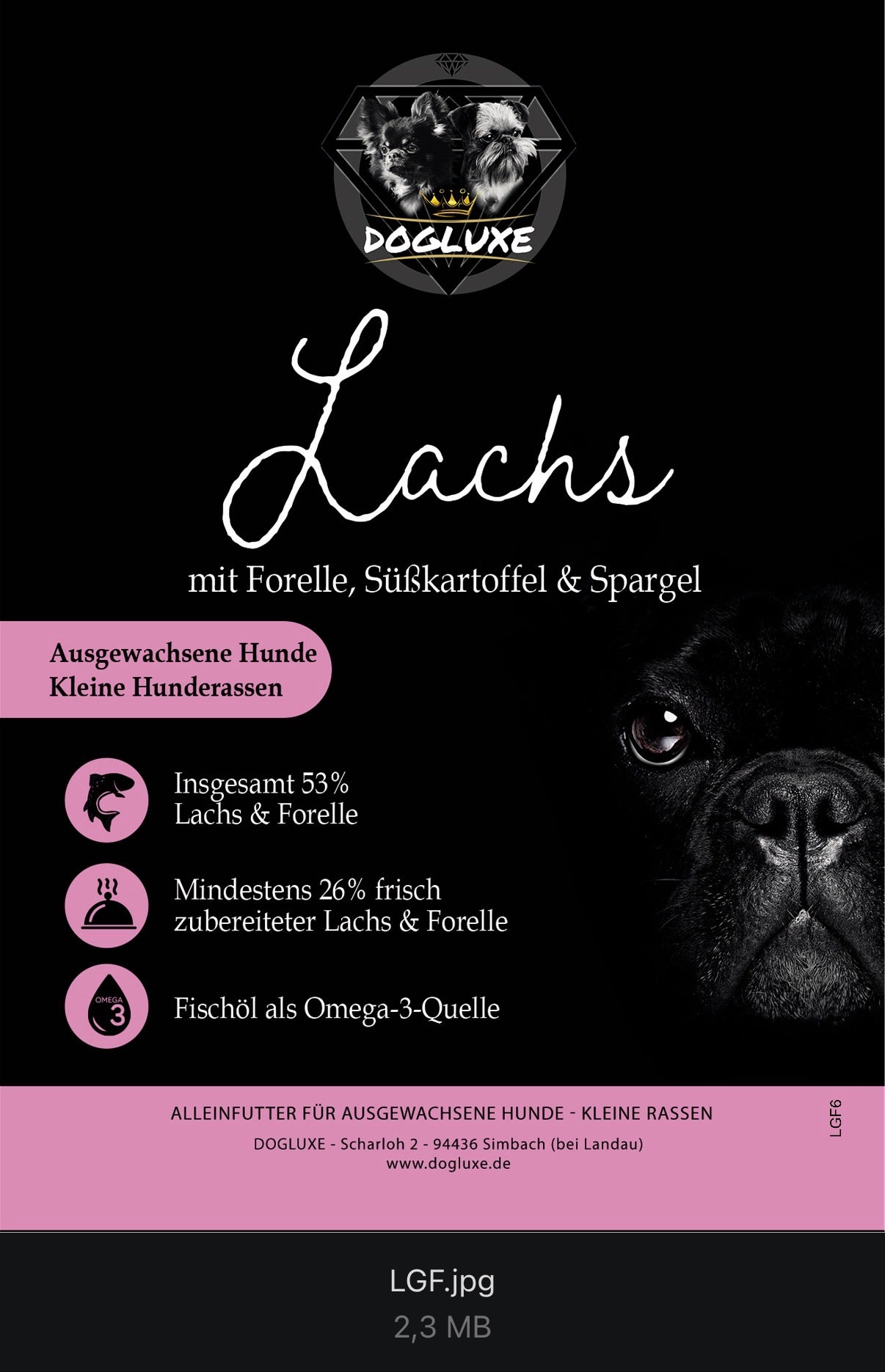 DOGLUXE - kleine Hunde Lachs mit Forelle, Süßkartoffel & Spargel