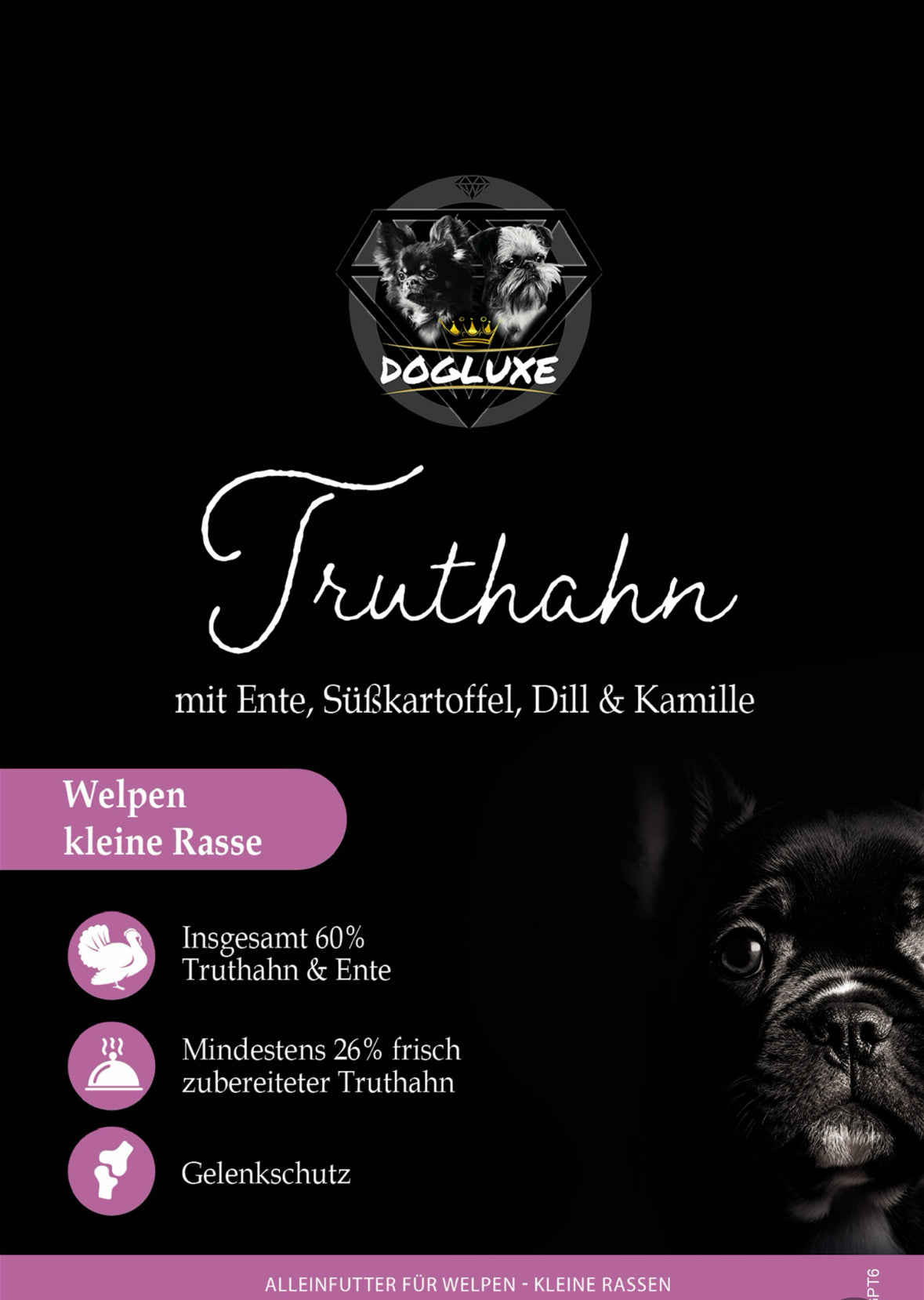 DOGLUXE - kleine Hunde WELPEN Truthahn mit Ente, Dill & Kamille