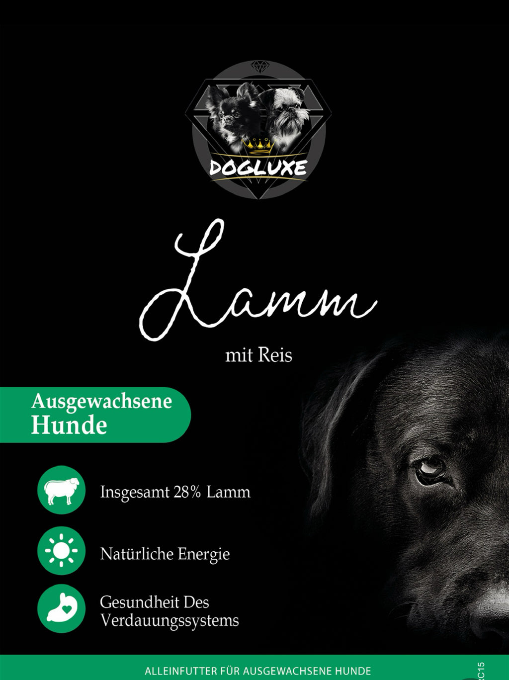 DOGLUXE - Lamm & Reis für mittelgroße und große Hunde